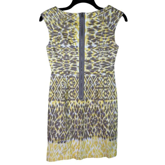 Adrianna Papell Ikat Print Sheath Dress Women's 6 Scoop Neck Career Feminine - Picture 5 of 13